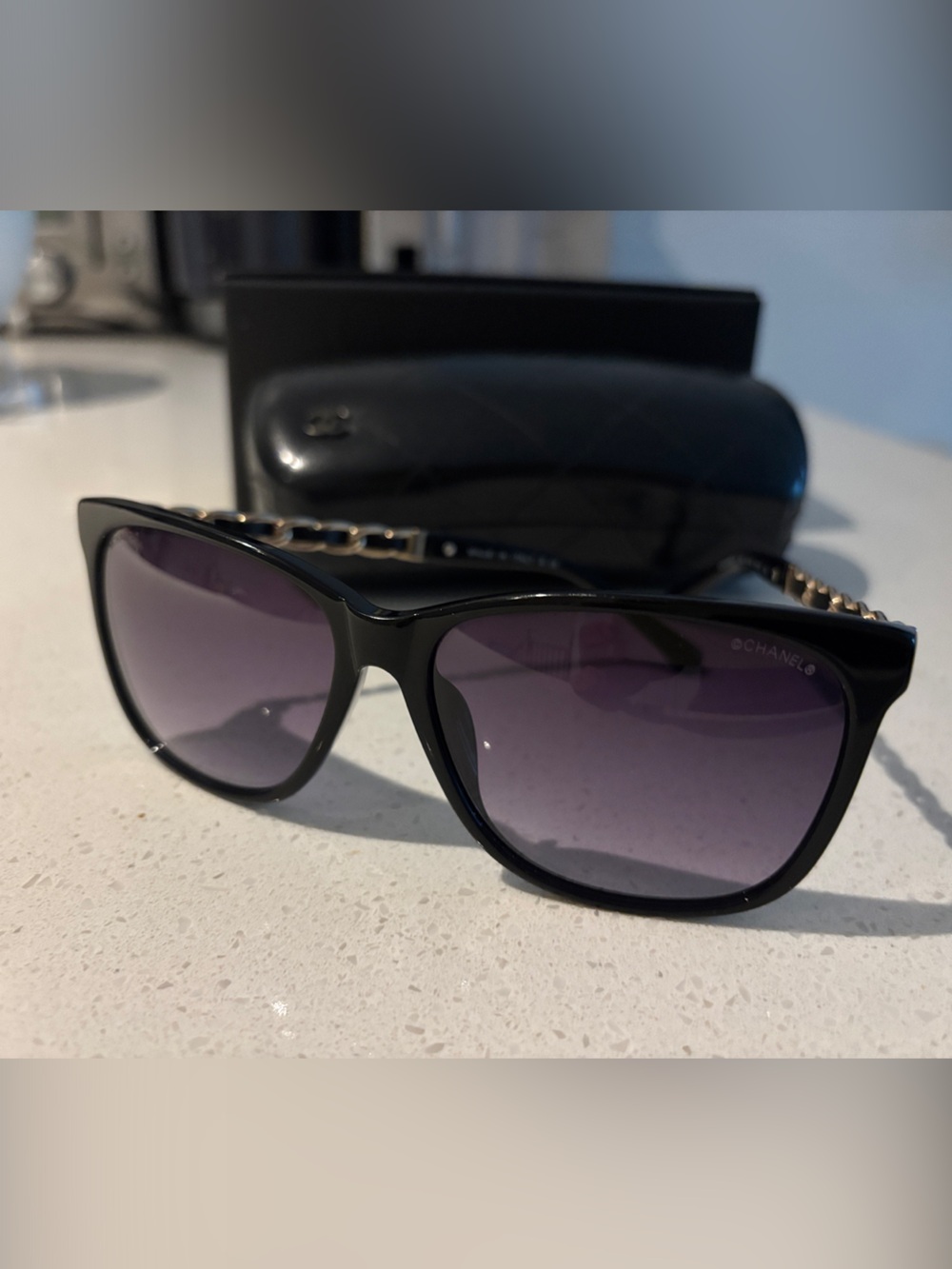 CHANEL Sunglasses with Quilted Leather Case